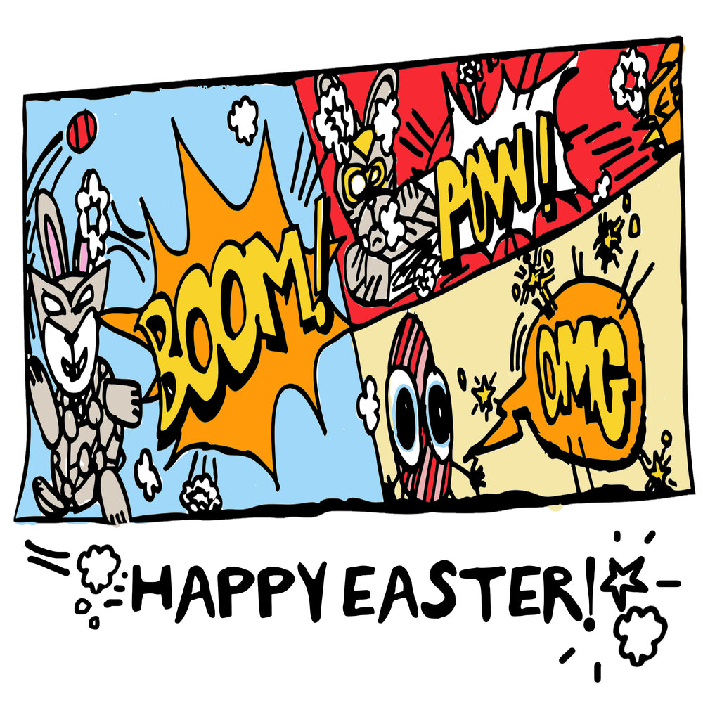 Comic Book Ninja Bunny Easter Card