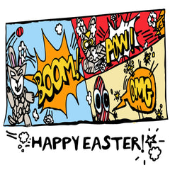 Comic Book Ninja Bunny Easter Card