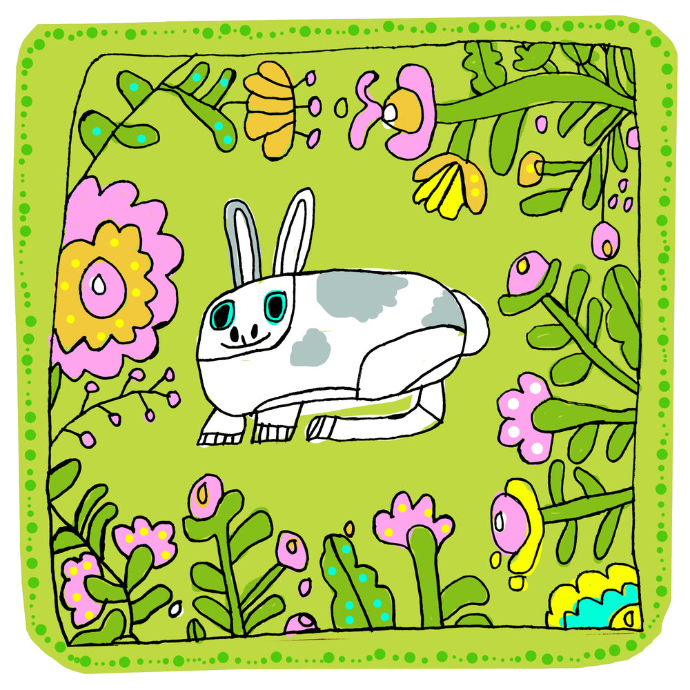 Flowers and a cute bunny